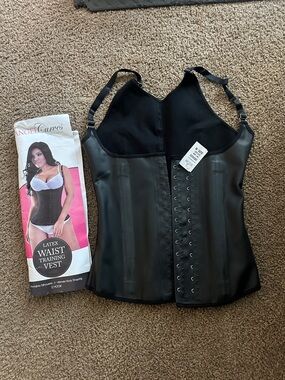 Angelina Black Latex Waist Cincher Vest
